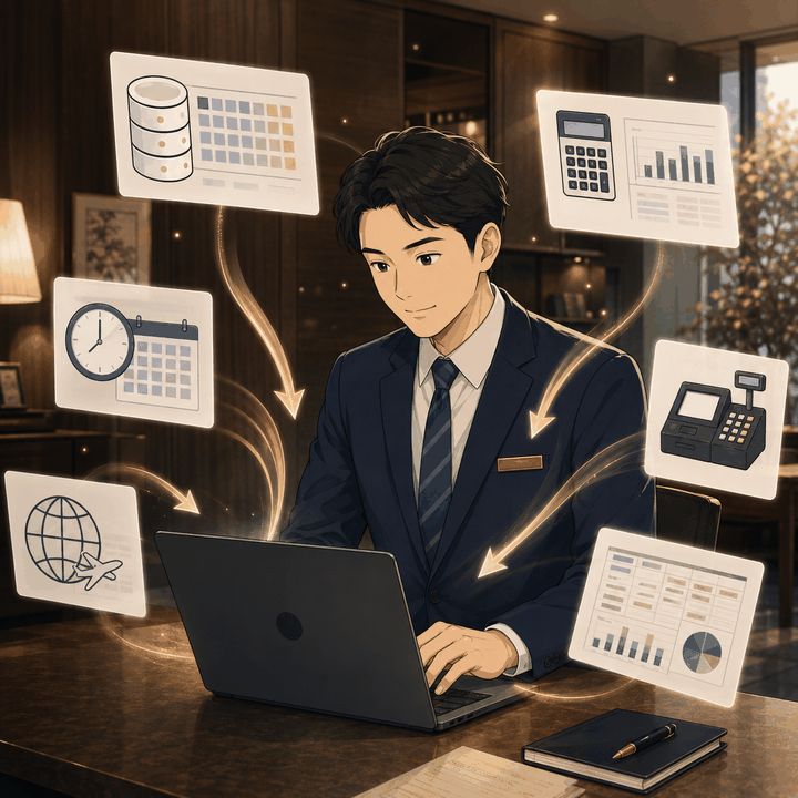各システムからデータを集めるスタッフ