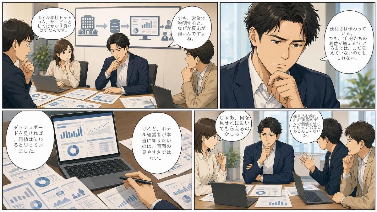 「ホテル経営を、データで変える。」本編1ページ目
