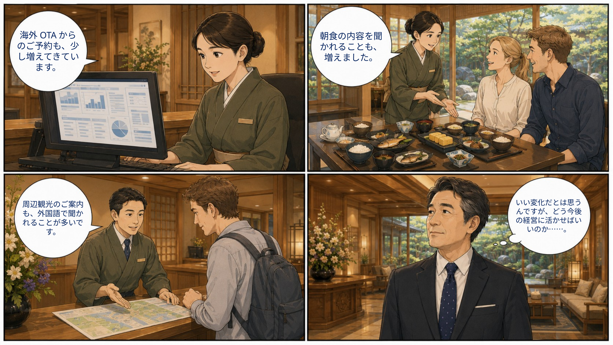 「外国人のお客様が、増えている気がする。」本編2ページ目