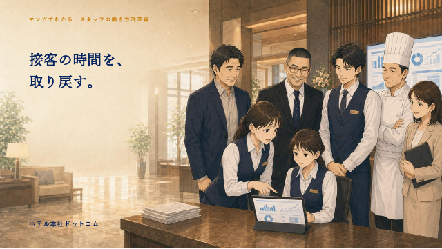 事例ノウハウマンガ「接客の時間を、取り戻す。」の表紙
